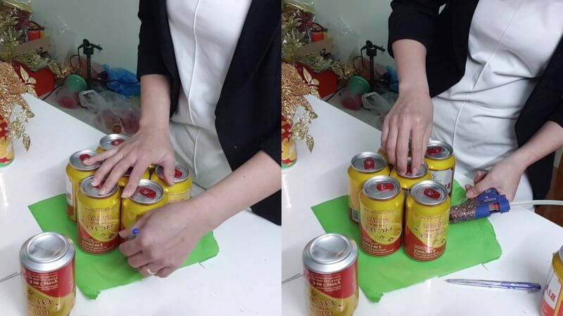 Hướng dẫn cách làm tháp bia tài lộc đẹp, đơn giản 27 Làm tầng 1 của tháp