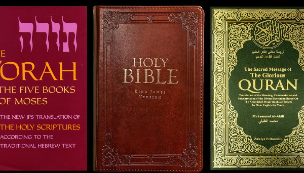 Kinh Qur’an (Hồi giáo), Kinh Torah (Do Thái giáo), và Kinh Thánh (Kitô giáo)